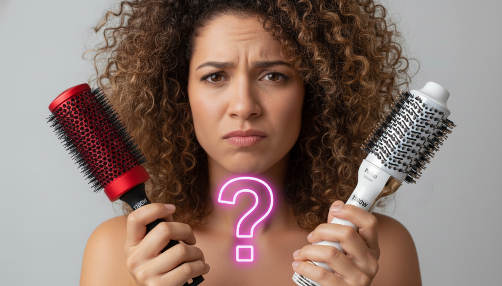 Qual potência de escova secadora para cabelo crespo