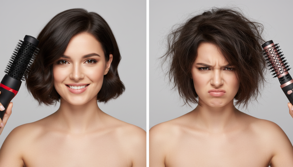 potência de escova secadora para cabelo curto