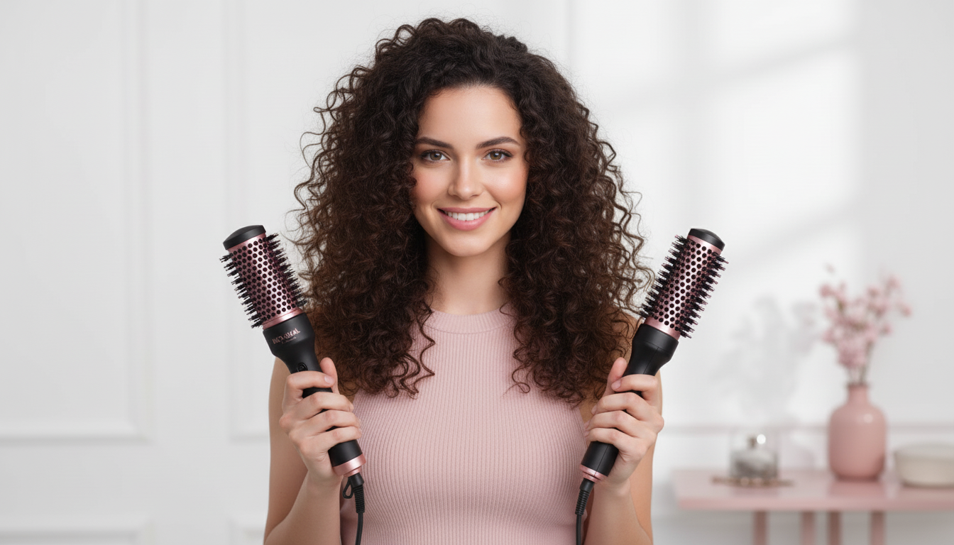 escova rotativa ou secadora para cabelo crespo